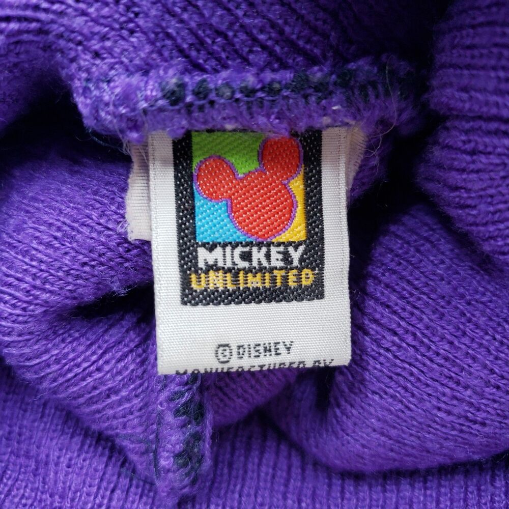 Vintage Disney Mickey Unlimited Minnie Mouse MOM Beanie Hat Purple Navy Knit Pom - Picture 10 of 11